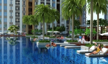 Hồ bơi tràn bờ trong khu dự án Lancaster Legacy