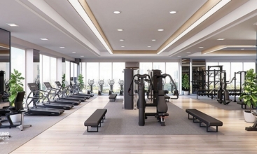 Phòng tập thể hình cho cư dân được bố trí trang thiết bị đầy đủ, hiện đại