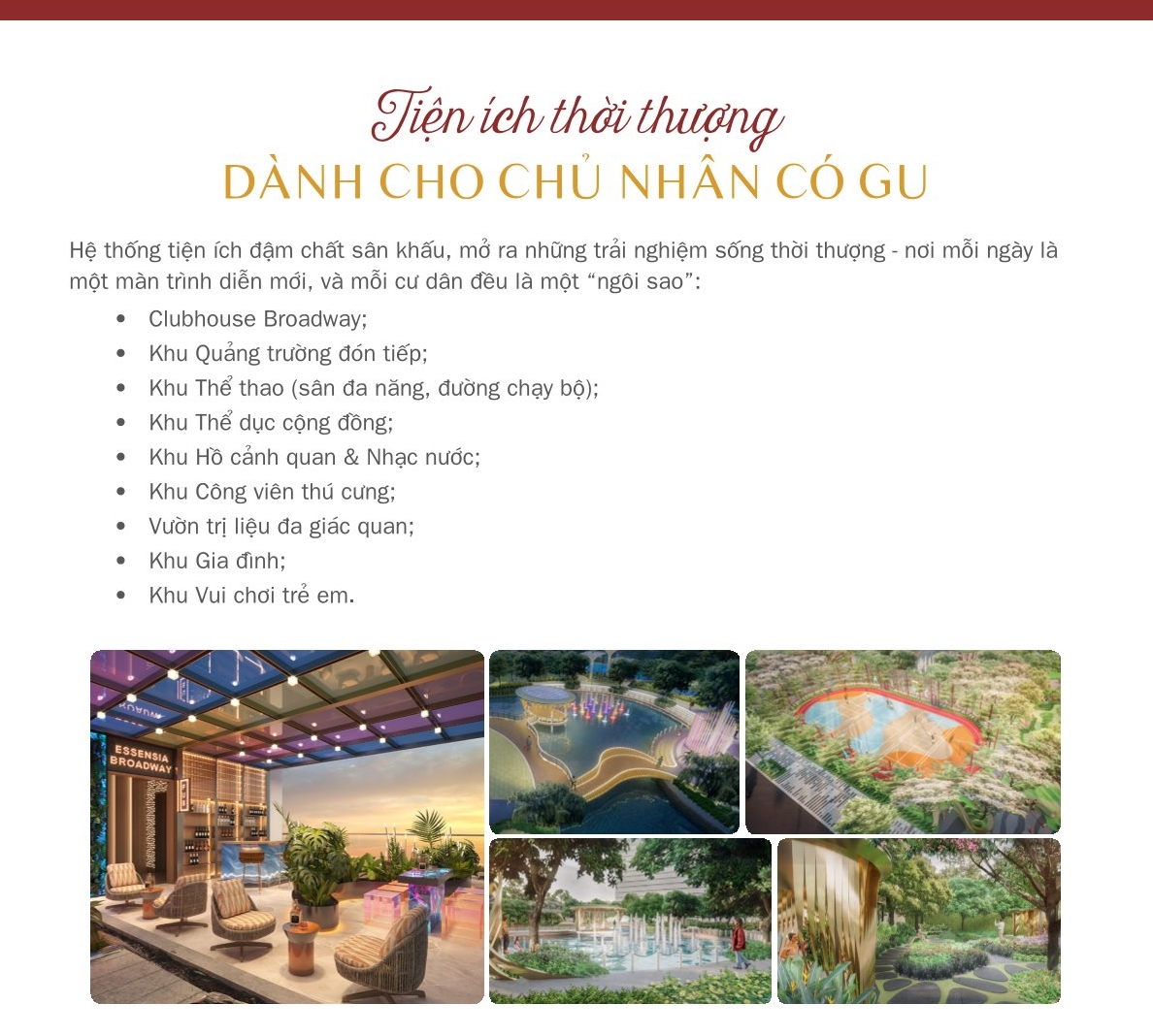 Essensia Broadway Hệ thống tiện ích nội khu dự án