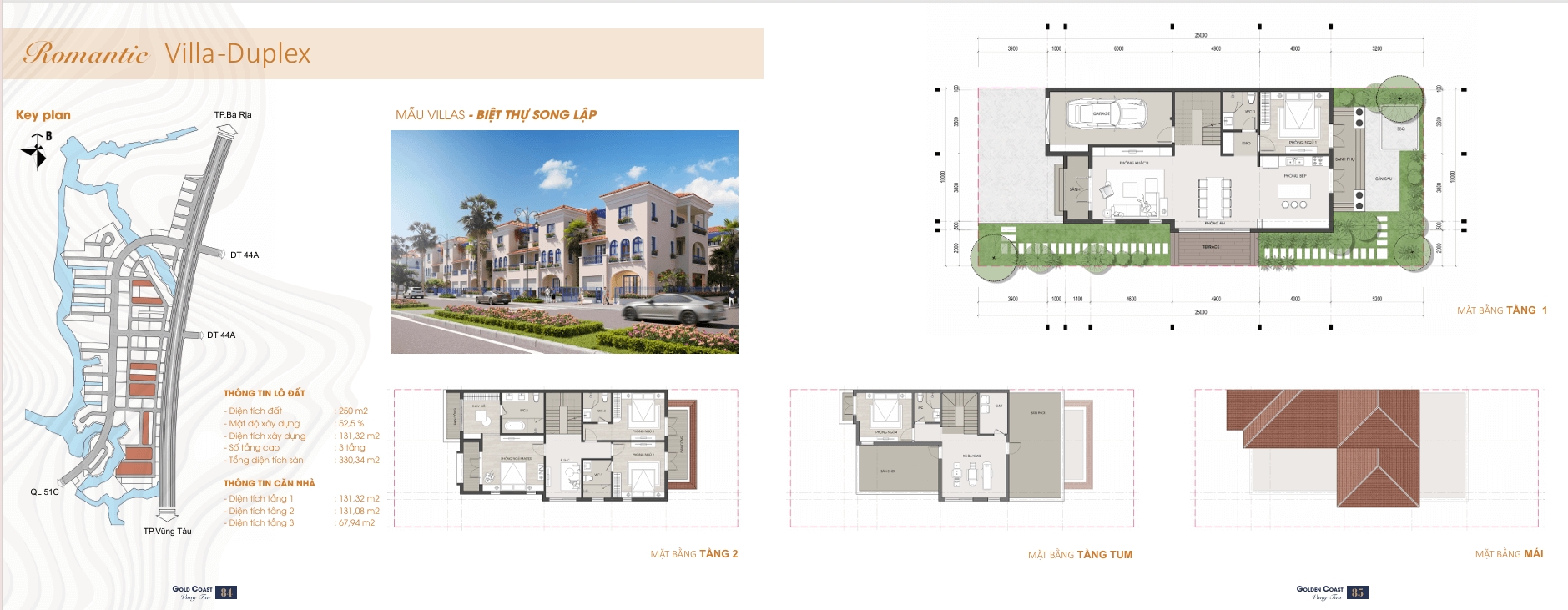 Gold Coast Vũng Tàu Layout thiết kế biệt thự song lập Romantic Villas