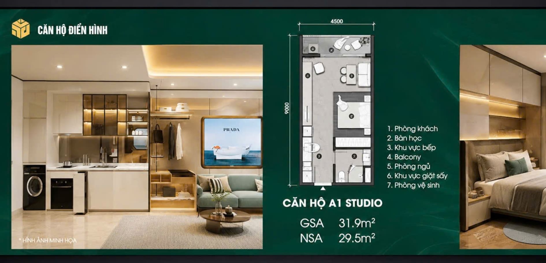 Thiết Kế Căn Hộ Studio Dự Án The Emerald River Park
