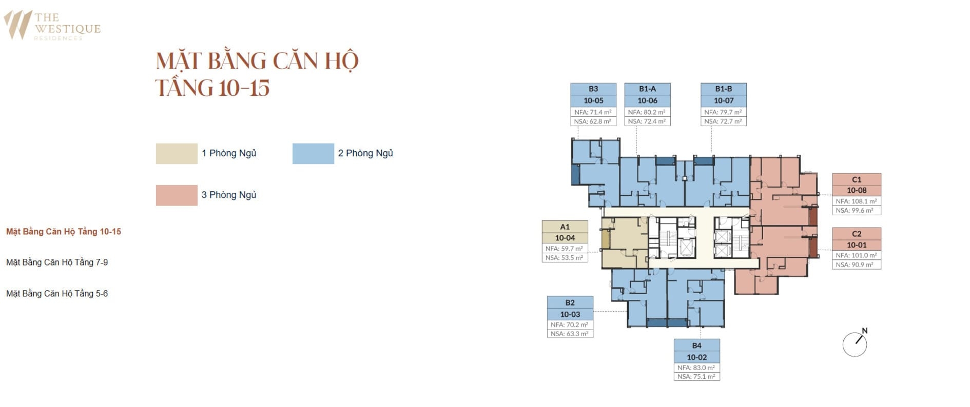 Mặt bằng tầng căn hộ 10 - 15