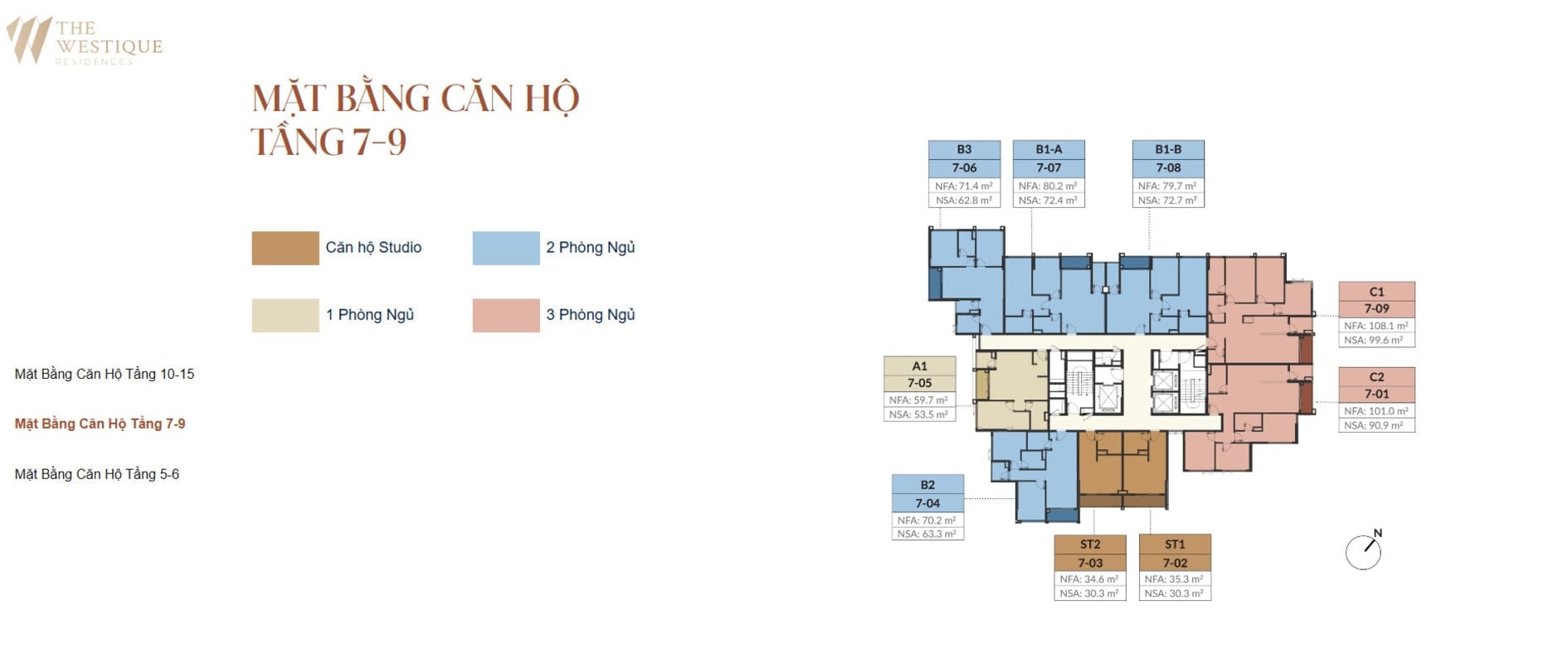 Mặt bằng tầng căn hộ 7 - 9