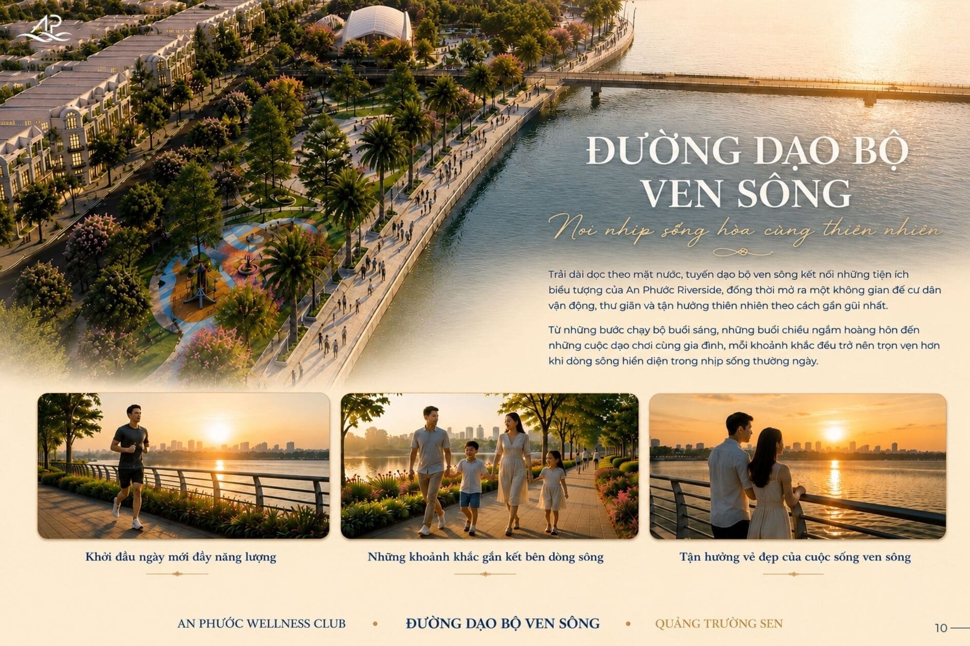 Tuyến đường dạo bộ ven sông rợp bóng cây xanh tại An Phước Riverside