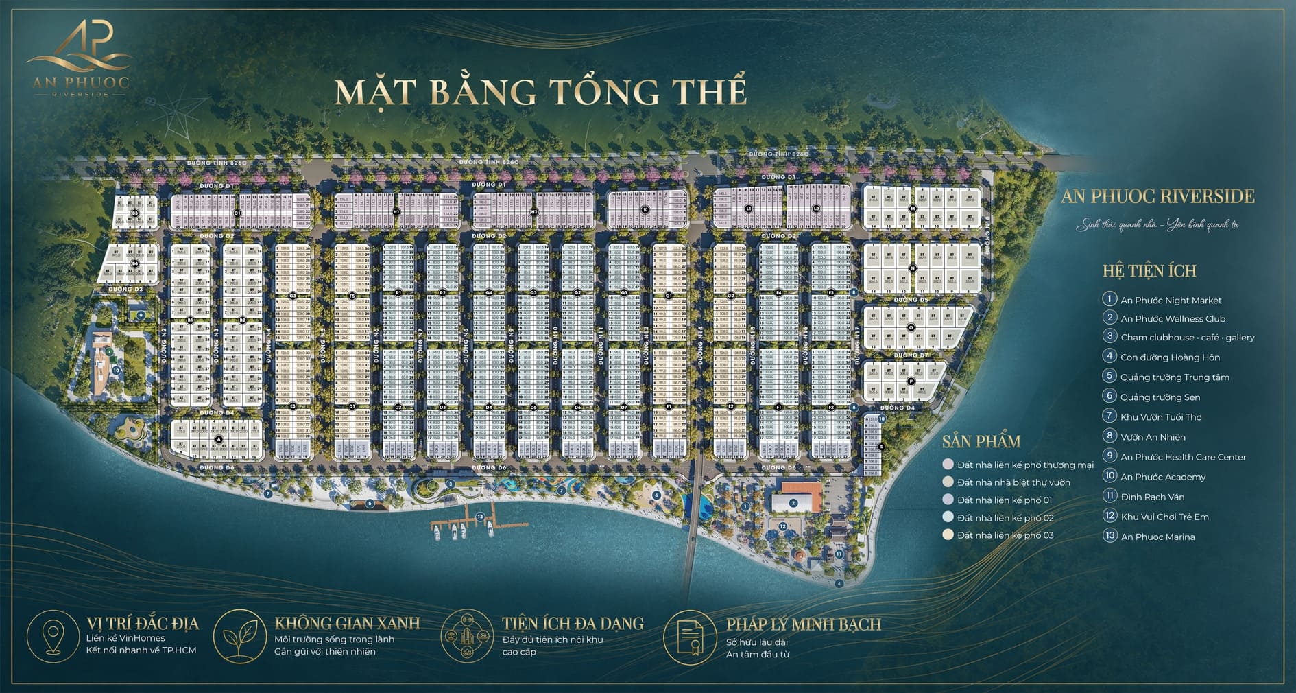 Bản đồ mặt bằng tổng thể phân lô dự án An Phước Riverside