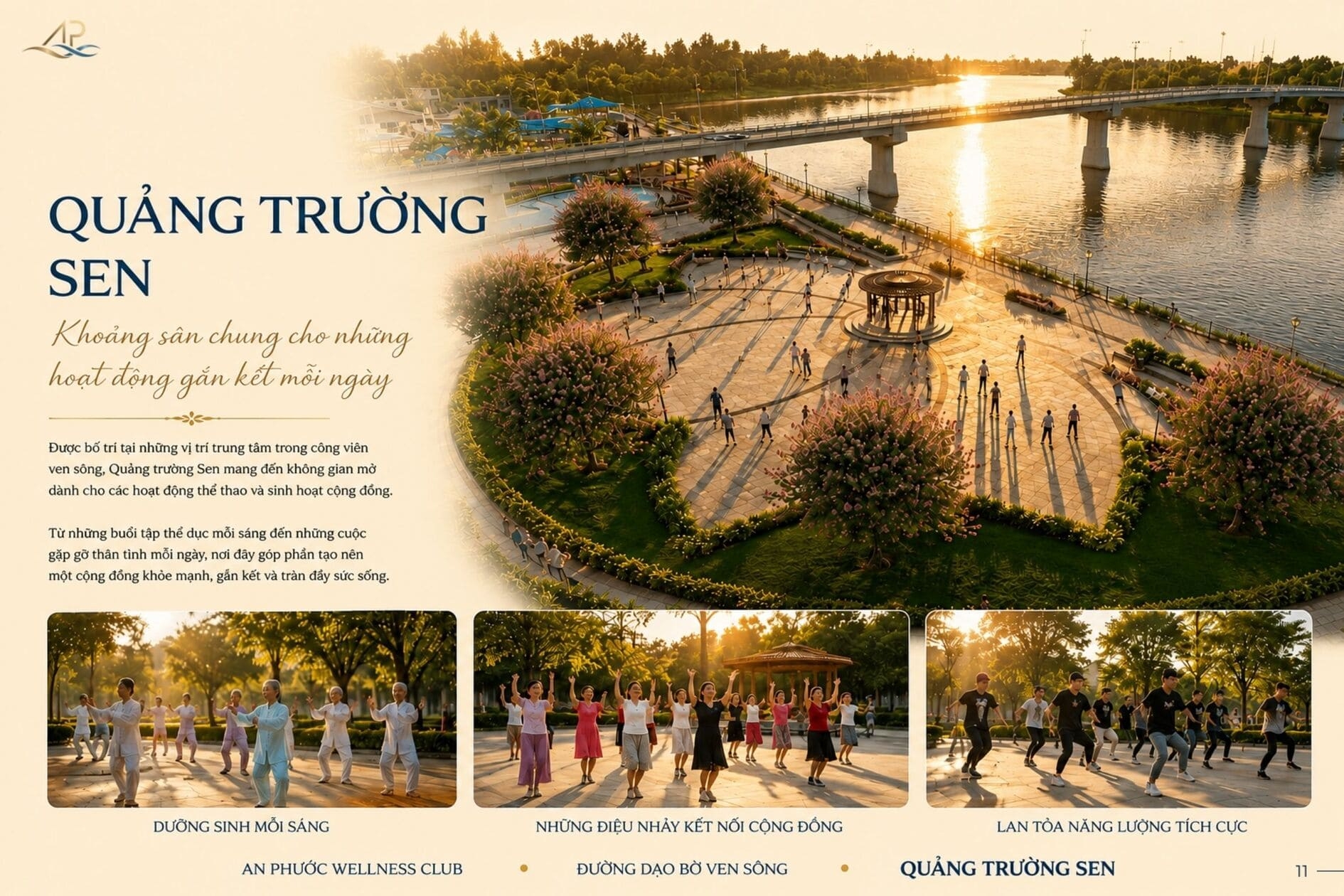 Không gian Quảng trường Sen giữa công viên ven sông An Phước Riverside